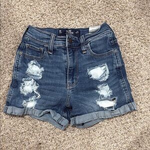 Hollister Blue Jean Shorts Distressed Cuffed
